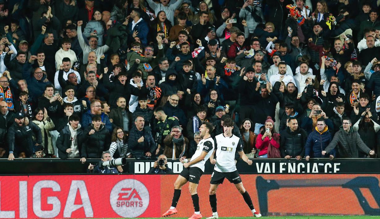 Real Madrid harus tertinggal lebih dulu akibat gol Hugo Duro di babak pertama. (AP Photo/Alberto Saiz)