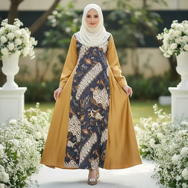Model Baju Batik Satin Syari dengan Potongan Longgar