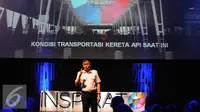 Menteri Perhubungan, Ignasius Jonan saat menjadi pembicara dalam acara Inspirato di Jakarta (Liputan6.com/Helmi Fitriansyah)
