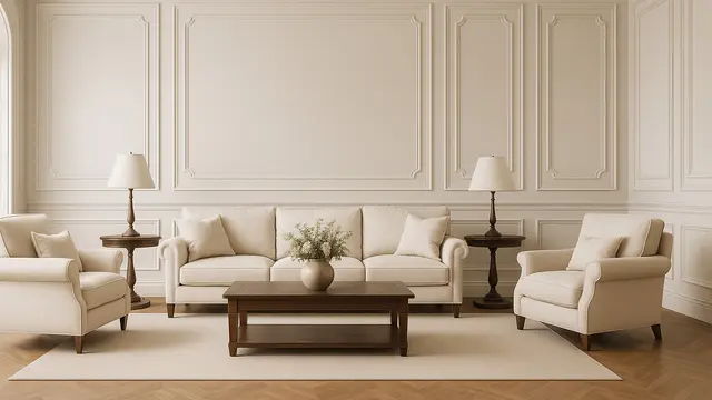 Model Ruang Tamu dengan Wall Moulding 2025/Ilustrasi oleh AI