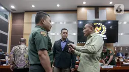 Komisi I DPR menggelar rapat kerja secara tetrutup dengan Kemnhan RI beserta TNI AD, TNI AL, dan TNI AU untuk membahas anggaran. (Liputan6.com/Faizal Fanani)