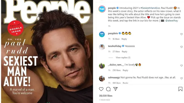 Unggahan People tentang Paul Rudd sebagai Pria Terseksi 2021. (Instagram/ people_