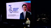 Menteri Koordinator Bidang Hukum, HAM, Imigrasi, dan Pemasyarakatan, Yusril Ihza Mahendra saat puncak peringatan Hari Hak Asasi Manusia (HAM) ke-76 di Panggung Budaya, Taman Mini Indonesia Indah (TMII), Jakarta, Selasa (10/12/2024).