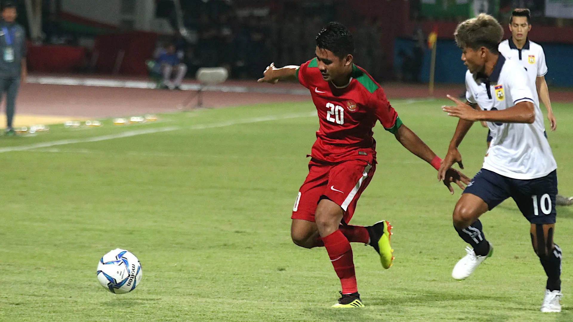Timnas Indonesia U-19 menang 1-0 atas Laos, Minggu (1/7/2018) di Stadion Gelora Delta, Sidoarjo. (Bola.com/Aditya Wany)