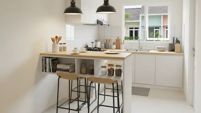 Meja Bar Dapur Menempel Dinding (Peninsula)
