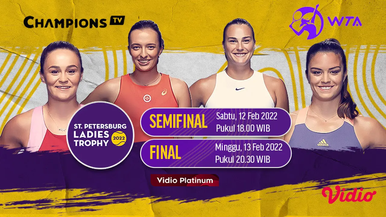 Link Live Streaming WTA 500 St. Petersburg Ladies Trophy di Vidio, 12-13 Februari 2022