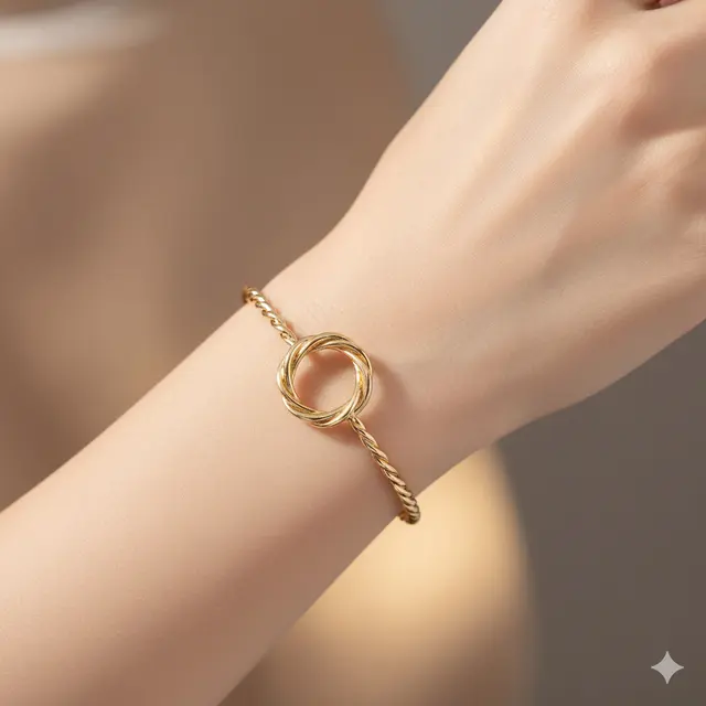 Gelang Emas 18K Kecil Bergaya Modern Vintage