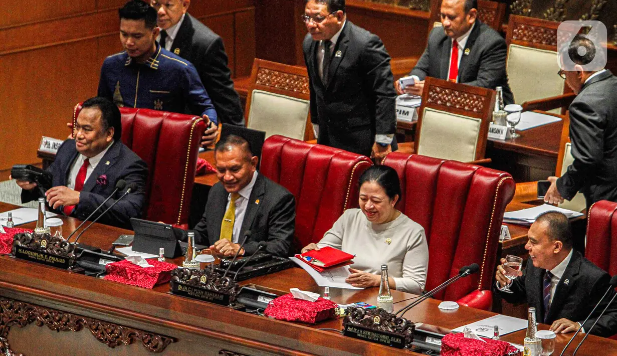 Adapun agenda paripurna kali ini yaitu pidato pembukaan masa sidang III oleh Ketua DPR Puan Maharani. (Liputan6.com/Faizal Fanani)