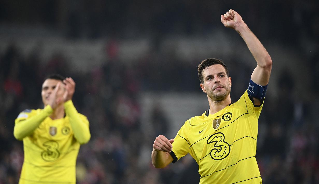 Chelsea berhasil lolos ke perempatfinal Liga Champions 2021/2022 usai mampu mencuri kemenangan di markas Lille, Stade Pierre-Mauroy pada kamis (17/03/2022) dini hari WIB. (AFP/Franck Fife)