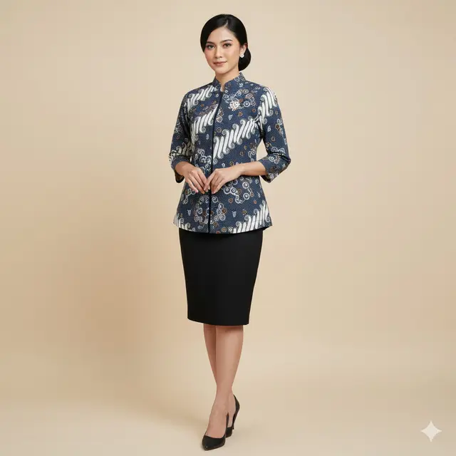 Model Atasan Batik Resleting Depan