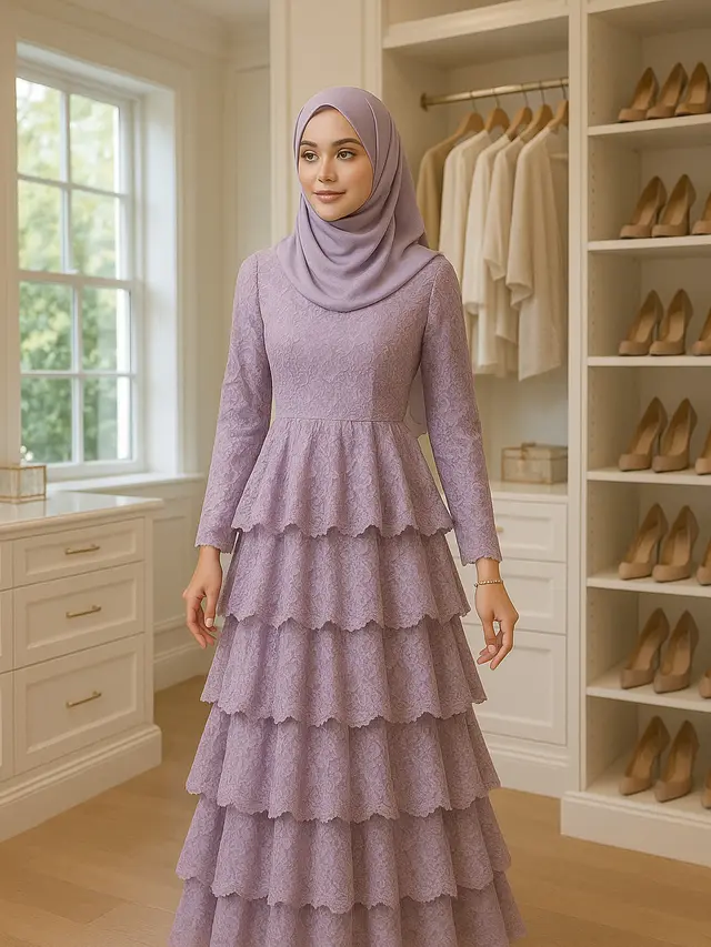 Tren Long Dress Brokat Hijab 2025 yang Elegan dan Syari