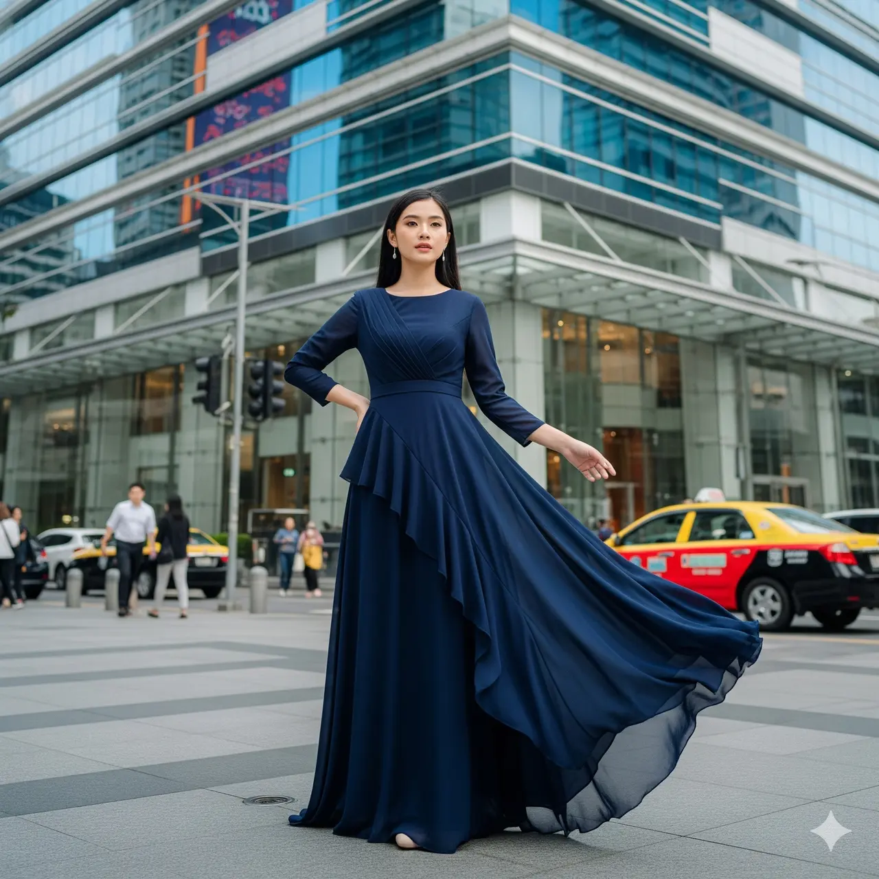 8 Model Long Dress Bahan Sifon dengan Potongan Ruffle Feminin, Pilihan ...