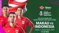 siaran langsung timnas Indonesia Kualifikasi AFC U-23 Asian Cup 2026 vs Makau eksklusif di Vidio. (dok. vidio.com)