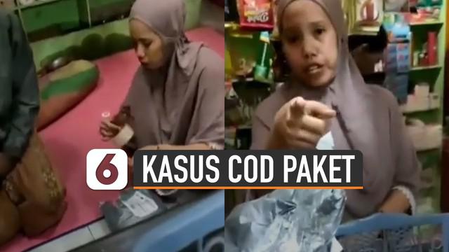 Kembali terjadi konsumen perempuan pemilik warung kelontong tidak mau membayar COD paket belanja online.