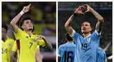 Dua raksasa Amerika Selatan, Argentina dan Brasil kompak kalah dari lawan-lawannya pada laga lanjutan Kualifikasi Piala Dunia 2026 Zona Conmebol, Jumat (17/11/2023) pagi WIB. Argentina yang dperkuat Lionel Messi dan berstatus pemuncak klasemen sementara menyerah 0-2 dari tamunya Uruguay. Sementara Brasil yang bertandang ke markas Kolombia keok 1-2 dan harus turun ke peringkat ke-5 klasemen sementara. Uniknya, biang kerok kekalahan dari kedua raksasa Amerika Selatan tersebut adalah berkat gol-gol dua pemain asal Liverpool, Darwin Nunez di kubu Uruguay dan David Luiz di kubu Kolombia. (Kolase Foto AFP)
