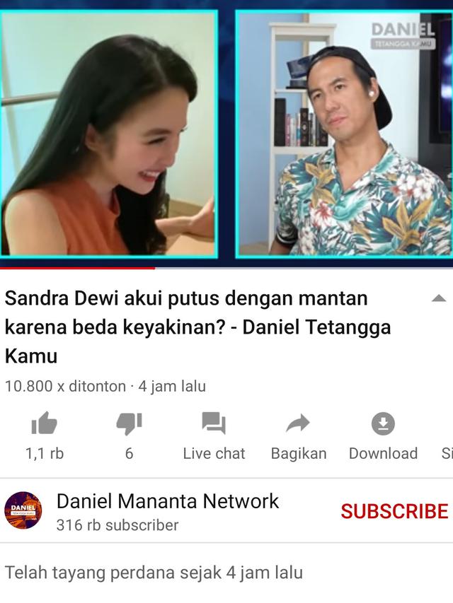 Unggahan Daniel Mananta. (Foto: YouTube Daniel Mananta Network)