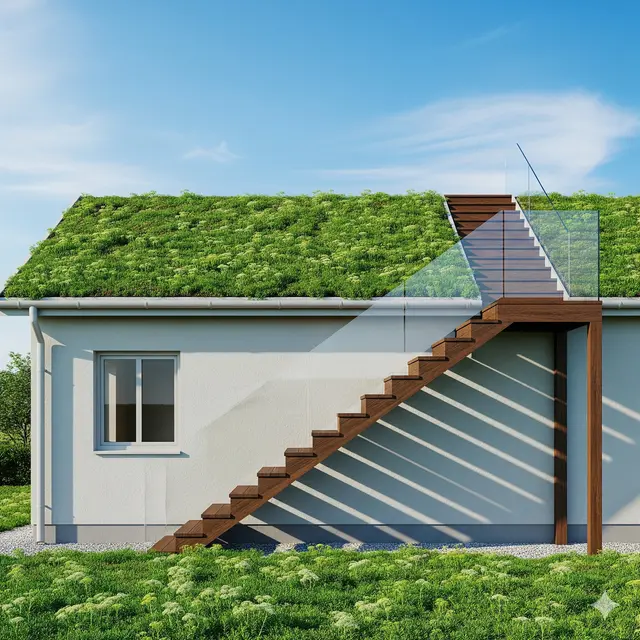 Gambar Rumah Simple Tapi Estetik dengan Atap Hijau (Green Roof). Gemini