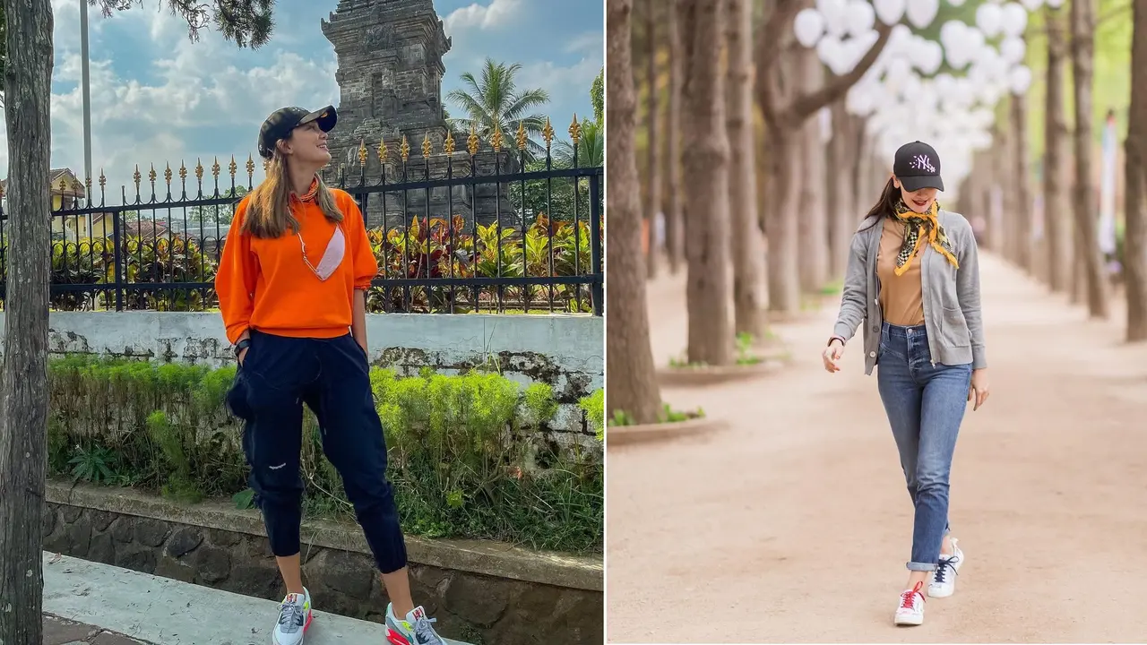 9 Gaya Luna Maya saat Pakai Sepatu Sneakers yang Stylish dan Kasual