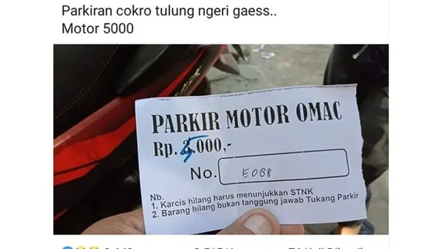 6 Tulisan di Karcis Parkir Kendaraan Ini Bikin Geleng Kepala