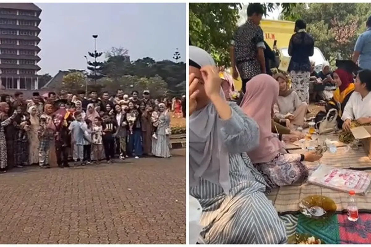 Viral Keluarga Besar Hadiri Wisuda Sambil Piknik di Halaman Kampus, Ikut Bahagia