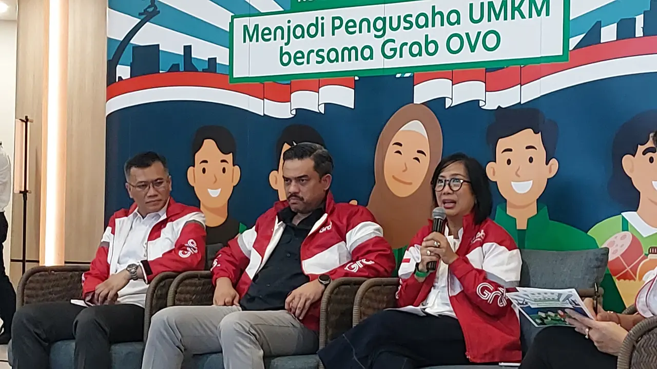 Konferensi Pers Rekrutmen Mitra Digital: Menjadi Pengusaha UMKM Bersama Grab OVO, di Smesco Indonesia, Jakarta, Selasa (17/6/2025). (Foto: Liputan6.com/Arief RH)