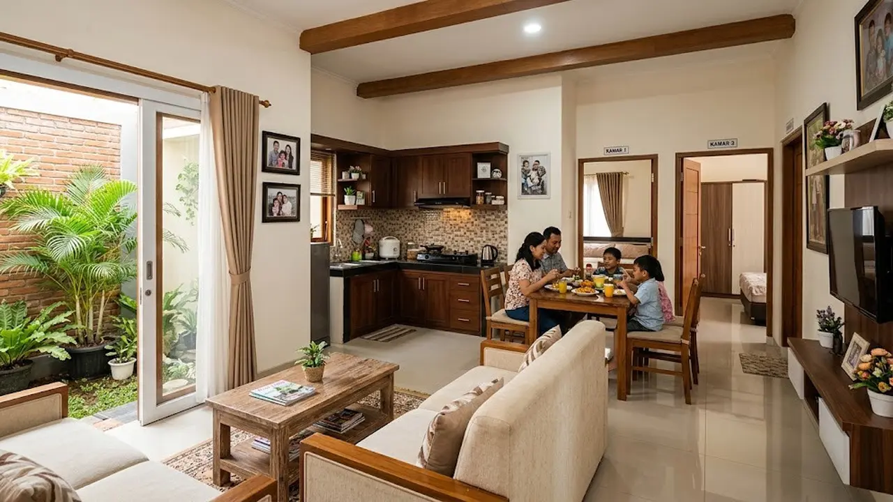 9 Desain Rumah 3 Kamar dengan Ruang Keluarga Menyatu, Bikin Hunian Terasa Lega