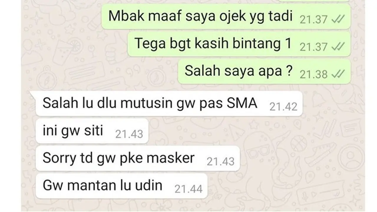 6 Chat Ojek Online saat Bertemu Mantan Ini Bikin Ngelus Dada