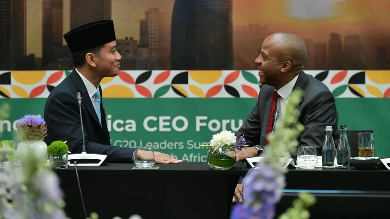 Wakil Presiden Gibran Saat Menghadiri Indonesia–Africa CEO Forum 2025 di Saxon Hotel, Johannesburg, Jumat 21 November 2025.