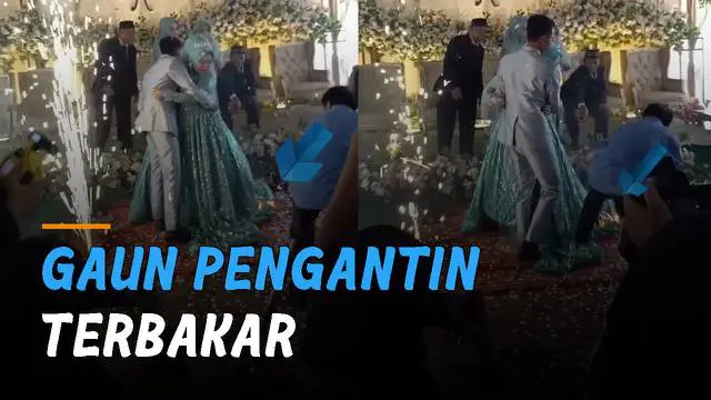 VIDEO: Gunakan Kembang Api Saat Resepsi, Gaun Pengantin Terbakar