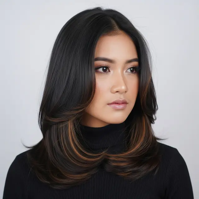 Model Rambut Panjang Peek-a-Boo Layer