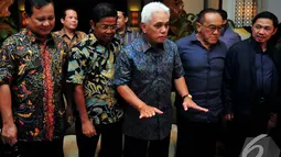 Pertemuan tertutup sejumlah pimpinan yang tergabung di KMP tersebut untuk menyampaikan secara langsung hasil lobi dengan Koalisi Indonesia Hebat (KIH), Jakarta, Jumat (14/11/2014). (Liputan6.com/Johan Tallo)