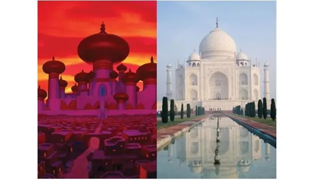 Istana Sultan dalam film Aladdin, terinspirasi dari Taj Mahal di India