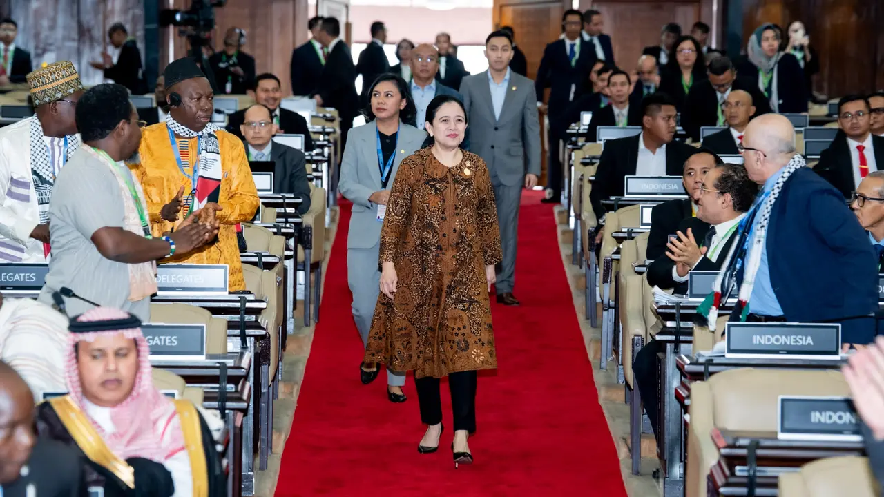 Ketua DPR RI Puan Maharani saat Konferensi Parliamentary Union of the OIC Member States (PUIC) ke-19.