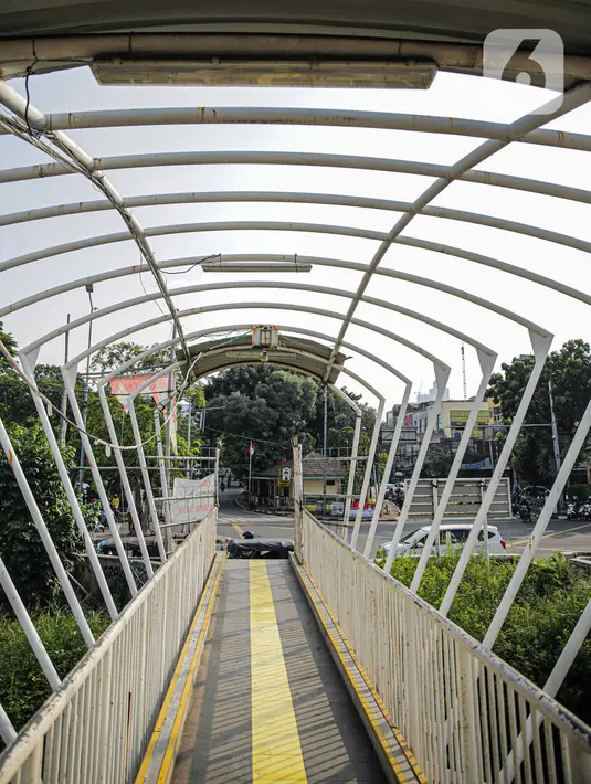 Kondisi jembatan penyeberangan orang (JPO) Jayakarta di kawasan Menteng, Jakarta, Kamis (12/11/2020). Kehadiran JPO tersebut dianggap penting lantaran untuk menunjang aktivitas warga setempat. (Liputan6.com/Faizal Fanani)