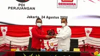 Sekjen PDI Perjuangan Hasto Kristiyanto dan Sekjen Gerindra Ahmad Muzani gelar pertemuan di Markas PDIP Menteng. (istimewa)