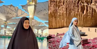 Usai jalani ibadah Umroh, Titi Kamal tidak langsung pulang ke Indonesia. Ia pilih menikmati keindahan alam Saudi Arabia bersama Christian Sugiono dengan gaya modis [@titi_kamall]