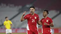 Jens Raven usai mencetak gol kedua untuk Timnas Indonesia U-23 pada ASEAN U23 Championship Mandiri Cup di Stadion Utama Gelora Bung Karno, Jakarta, Selasa (15/7/2025). (Liputan6.com/Helmi Fithriansyah)