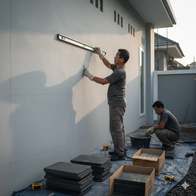Merawat batu alam di dinding (Foto: Gemini AI)