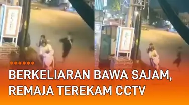 Rekaman CCTV menunjukkan aksi sekumpulan remaja berkeliaran bawa sajam di jalan