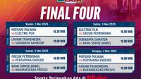 Saksikan live streaming final four PLN Mobile Proliga 2025 week 3 di Vidio. Jangan lewatkan aksi dari para pemain Nasional sampai Internasional di ajang PLN Mobile Proliga 2025 pada babak final four hanya di layanan OTT Vidio. (sum. doc. vidio.com)