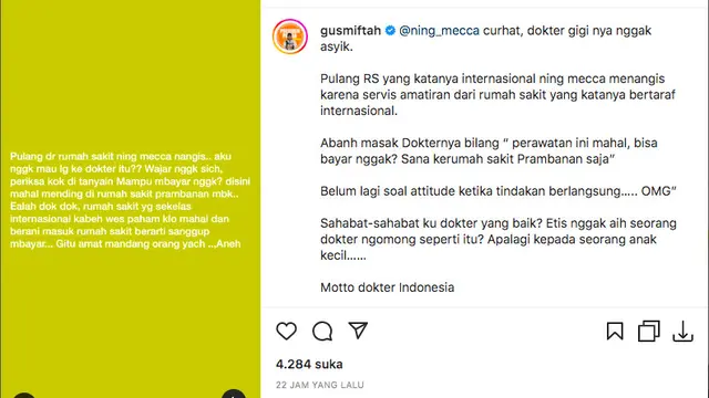 Gus Miftah Sebut Putrinya Diragukan Tak Mampu Bayar Perawatan oleh Oknum Dokter Gigi, Sang Buah Hati Sampai Menangis