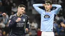 Saat pertandingan akan berakhir imbang, Los Blancos berhasil mengubah keadaan. Pada menit ke-90+4, Federico Valverde mencetak gol kemenangan untuk Real Madrid. Tampak dalam foto, gelandang Real Madrid asal Uruguay, Federico Valverde (kiri), merayakan golnya pada pertandingan pekan ke-27 La Liga 2025/2026 melawan Celta Vigo di Estadio Abanca-Balaidos pada Jumat 6 Maret 2026 waktu setempat atau Sabtu 7 Maret 2026 dini hari WIB. (Miguel RIOPA/AFP)