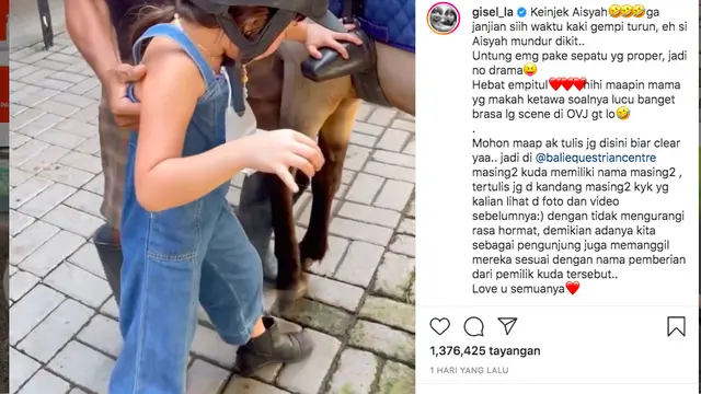 Gisel Buka Suara Usai Dikritik Lantaran Panggil Kuda dengan Nama Aisyah