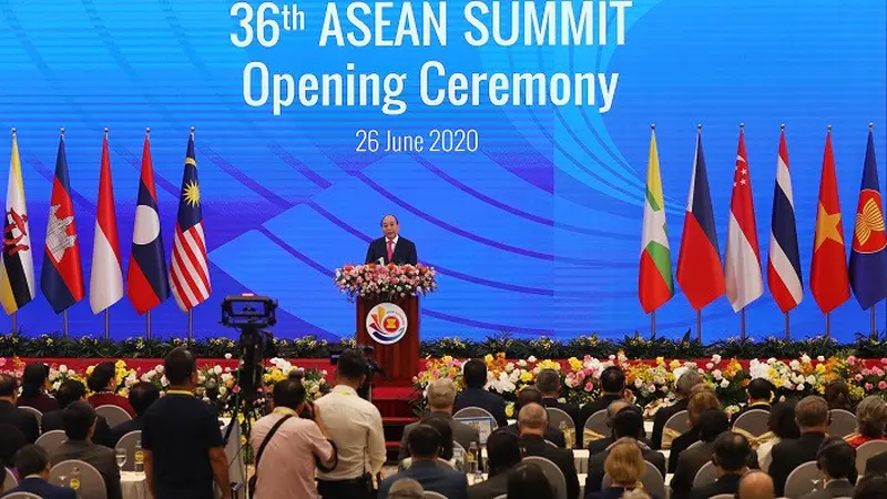 PM Vietnam Nguyen Xuan Phuc dalam KTT ASEAN 36 pada Kamis 26 Juni 2020.