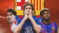 Barcelona - Hector Bellerin, Marcos Alonso, Adama Traore (Bola.com/Adreanus Titus)