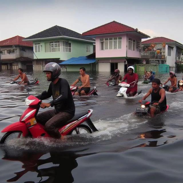 Kumpulan Potret Warga Jakarta Menghadapi Banjir dengan Santai pada 2030 Mendatang (Instagram @smashedbyusagi)