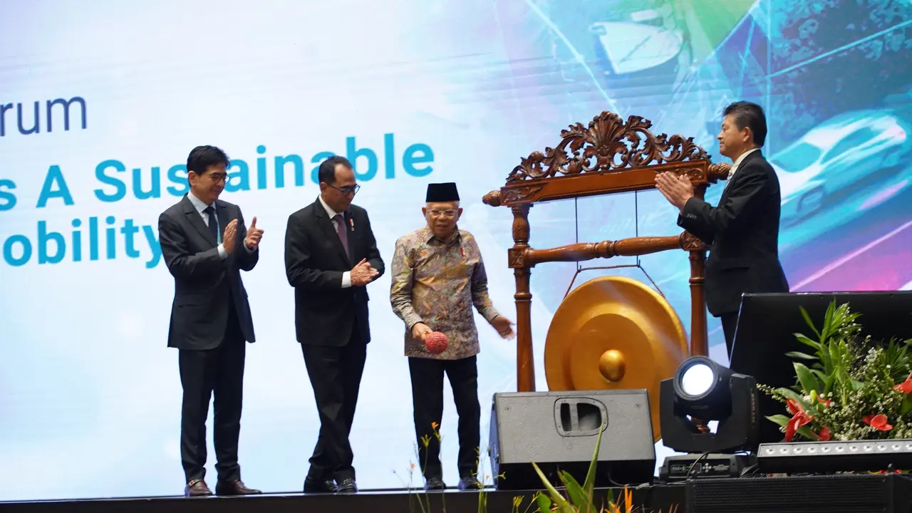 Wakil Presiden (Wapres) Ma’ruf Amin saat membuka The 19th Intelligent Transport System (ITS) Asia Pacific Forum 2024, Selasa (28/5/2024) (Istimewa)