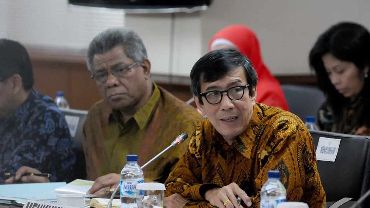 Gaya Menteri Yasonna Hamonangan Laoly Saat Rapat dengan DPD