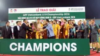 Australia meraih gelar Piala AFF U-19 2016 setelah mengalahkan Thailand 5-1 dalam laga final di Stadion Hang Day, Hanoi, Sabtu (24/9/2016). (Aseanfootball.org)