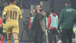 Pelatih Strasbourg, Liam Rosenior, disebut menjadi kandidat terkuat calon manajer anyar Chelsea, menggantkan Enzo Maresca. (AFP/Frederick FLORIN)